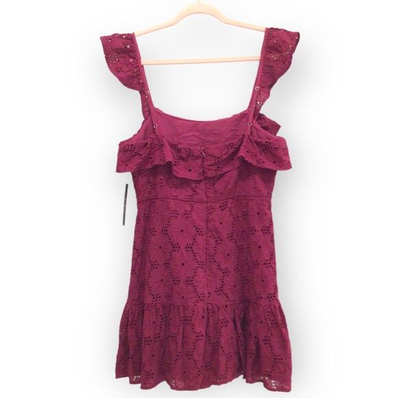 Lulu's Eyelet Ruffle Trimmed Bright Pink Sundress NWT size S - Picture 2 of 5